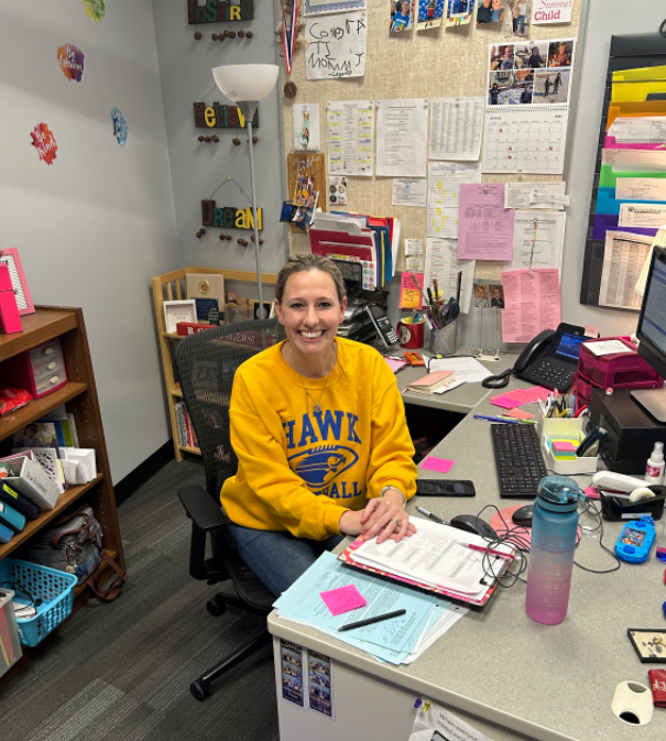 Mrs. Kelly in her new guidance office. 