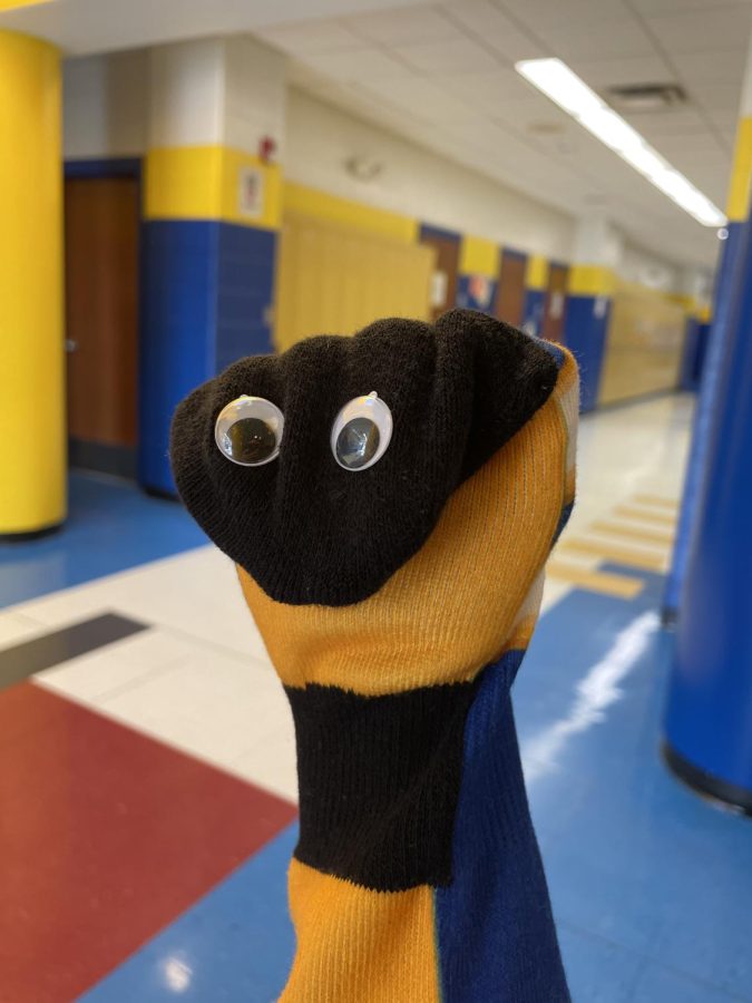 My Sock Puppet showing school spirit. Photo by Sam Verdi