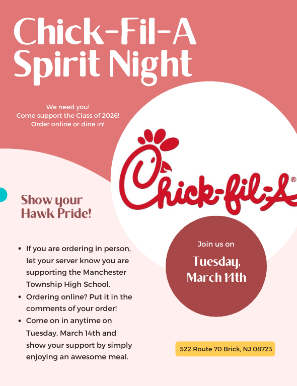 Official Flyer for the MTHS Class of 2026 Chick-fil-A Fundraiser on March 14, 2023.