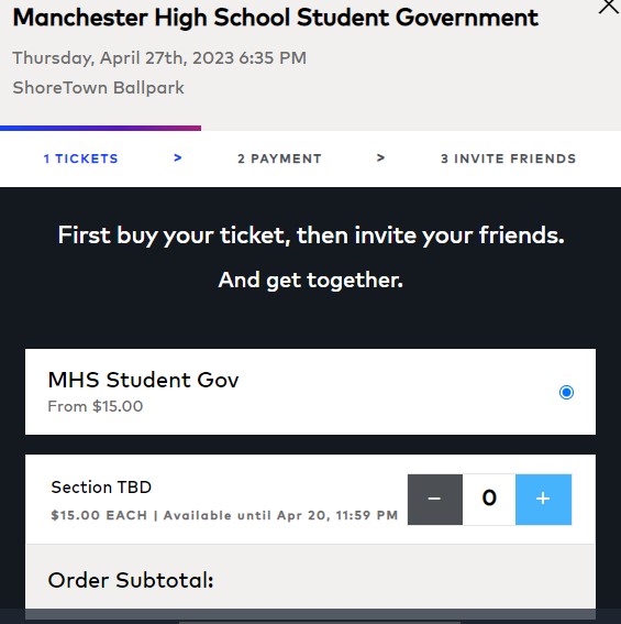 Screenshot of Ticket Purchase Website